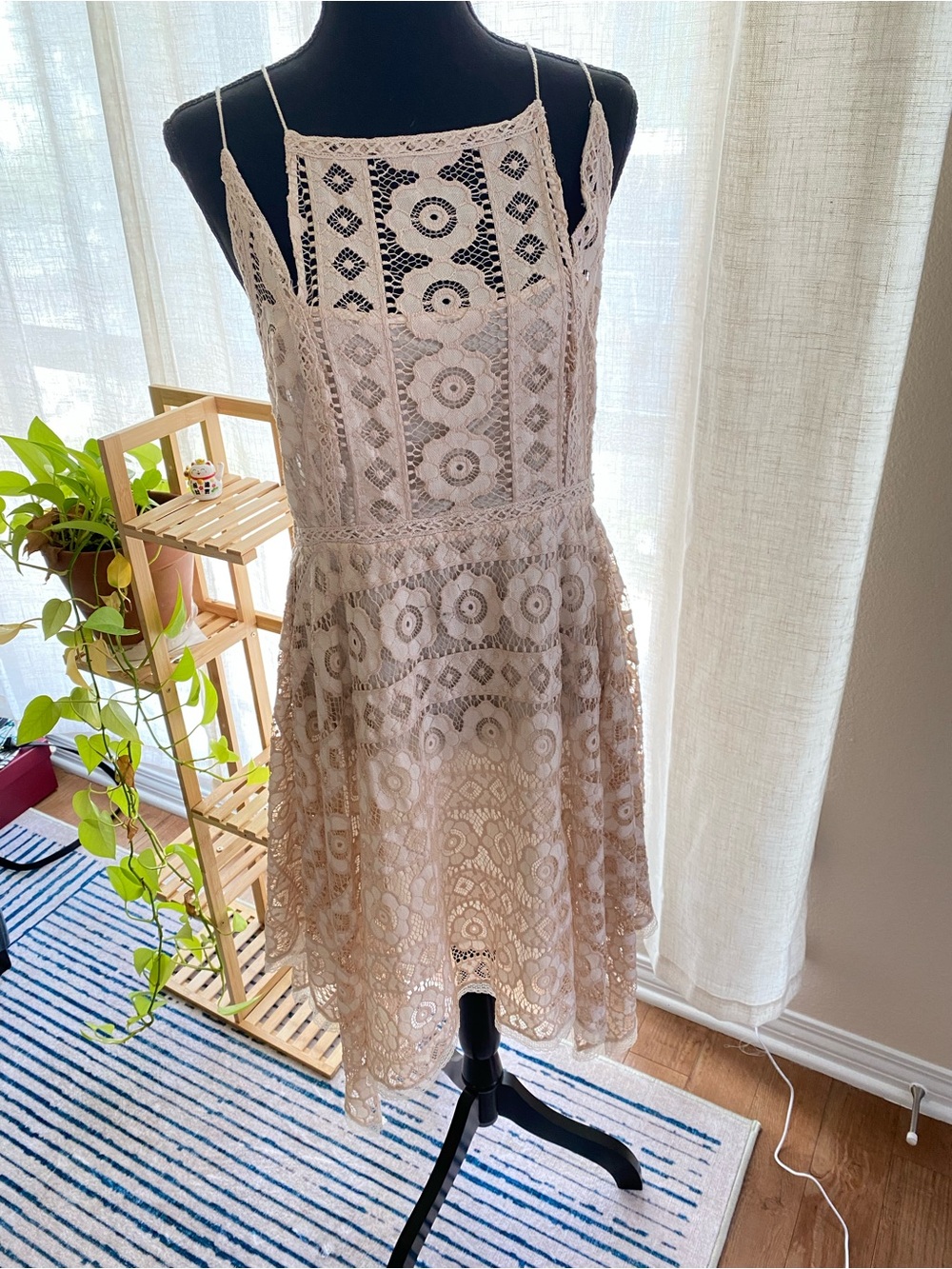 NWT FREE PEOPLE LACE JUST LIKE HONEY MINI DRESS sz 12 Ivory